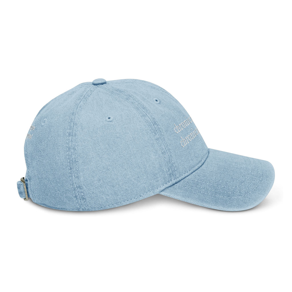 Embroidered Denim Hat — “chronically sick, chronically right” / Back: “apologies not accepted”