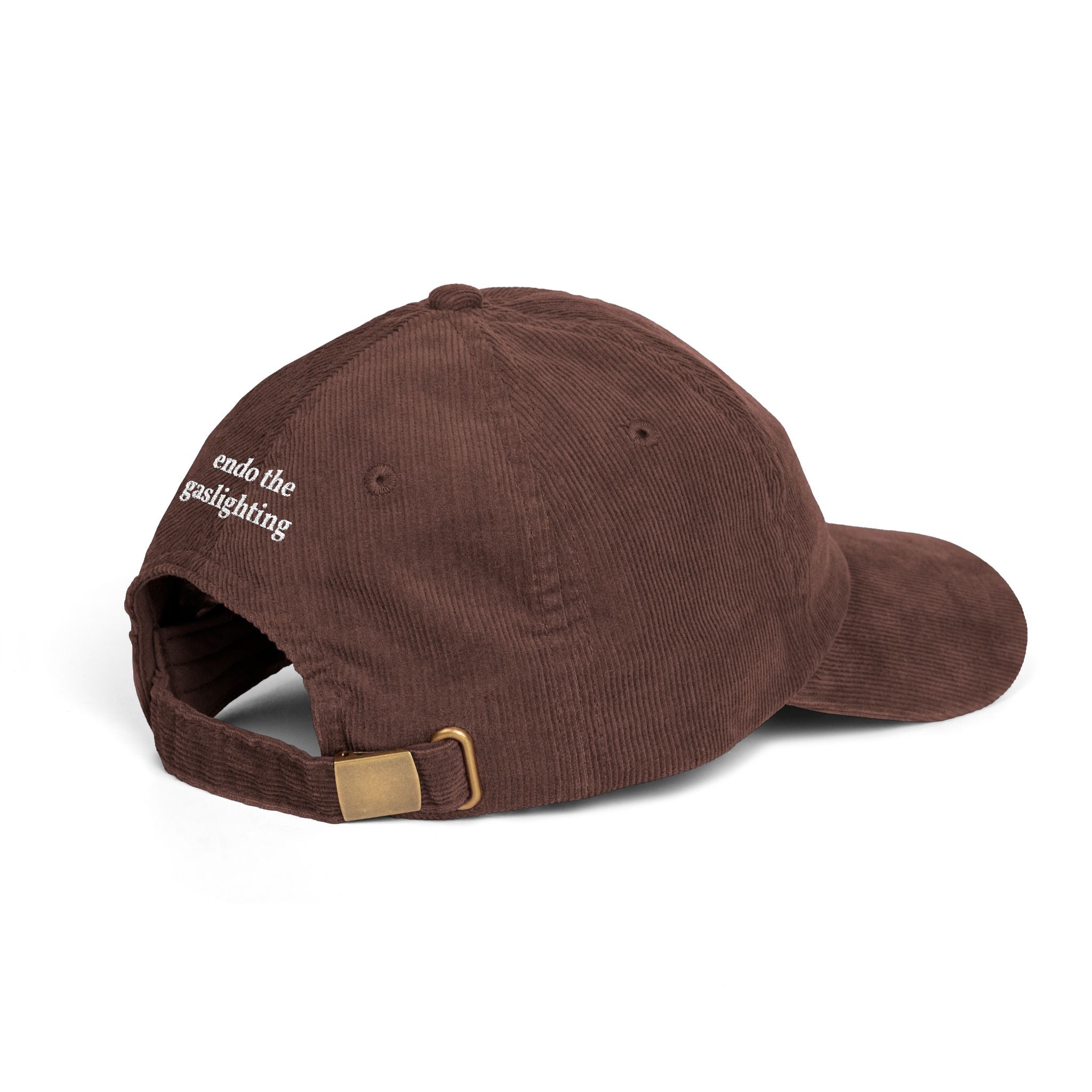 Embroidered Corduroy Cap — “it’s endometriosis, not anxiety” / “endo the gaslighting”