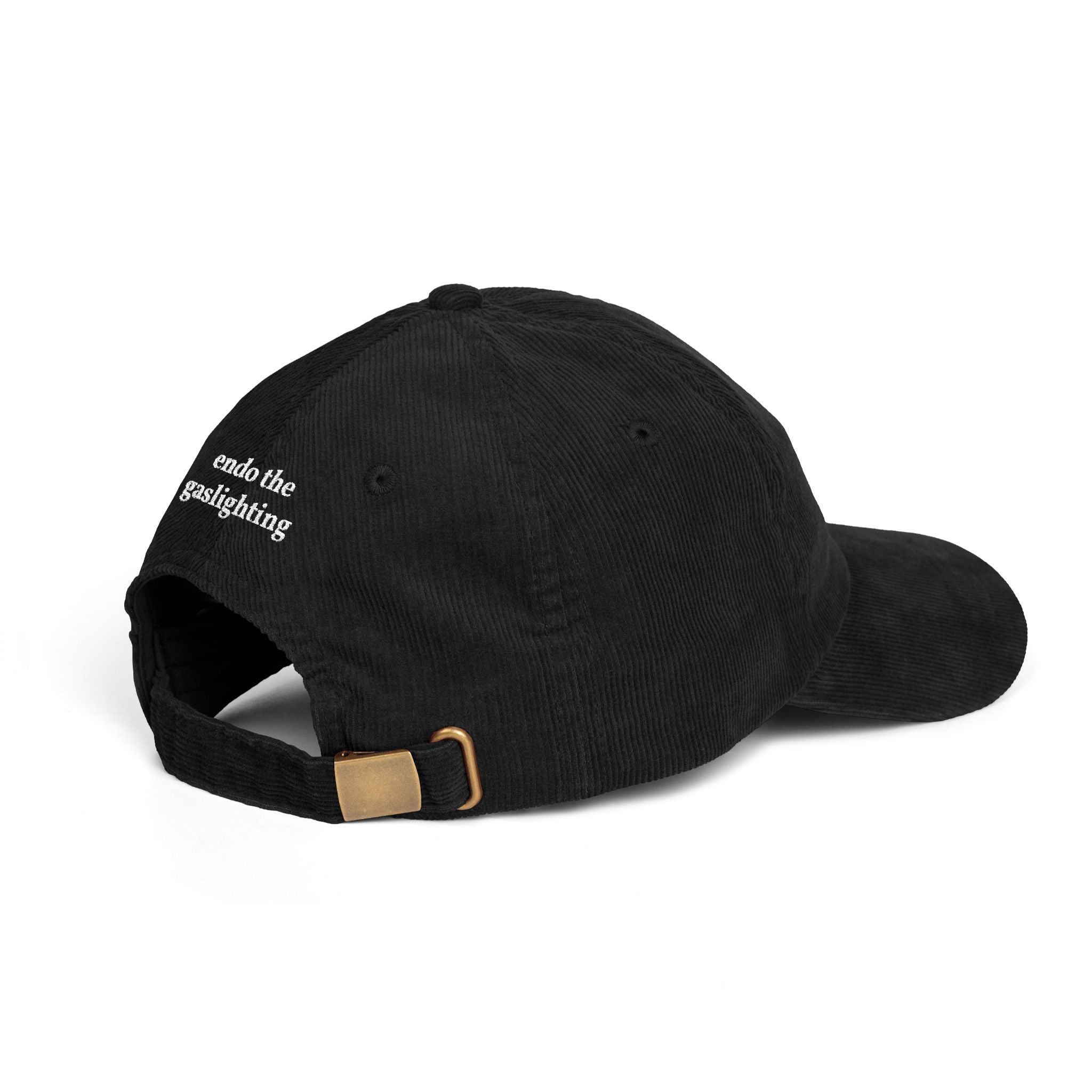 Embroidered Corduroy Cap — “it’s endometriosis, not anxiety” / “endo the gaslighting”
